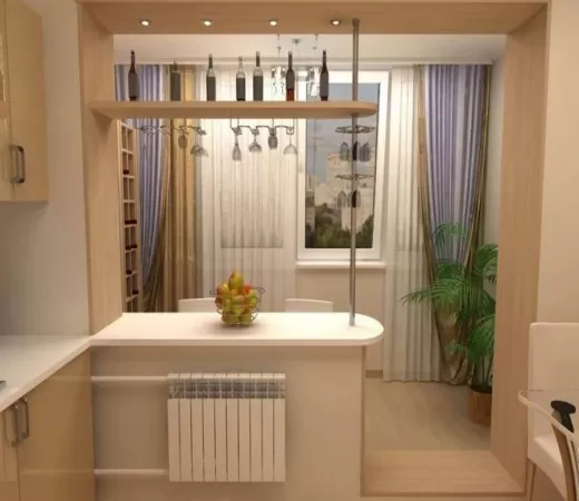 Совмещение балкона с кухней и отделка внутреннего пространства в Зеленограде
